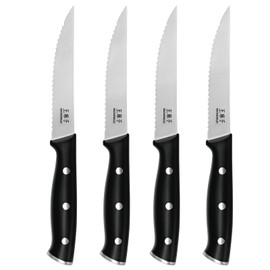 WANGMAZI Premium Steak Knife Set,High-carbon Stainless Steel Forged, Triple Rivets Sharp Steak Knives Set of 4,Hundreds of Years of Brand(4.5inch,Black Pro)
