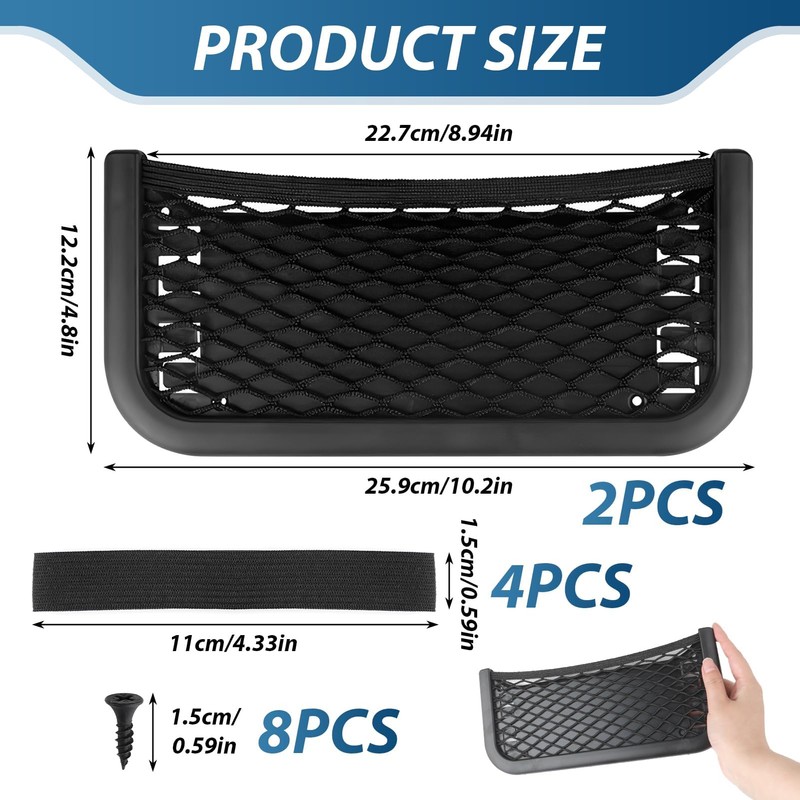 2 Pcs Storage Nets Bag for Campervans Elastic Mesh Car