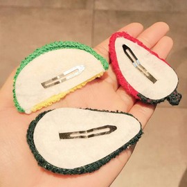 VOANZO 3 x hair clips, wool yarn, hair clips, fruit, watermelon, carrot, sunflowers, headdress, knitted hair clip, hair pins for women, girls