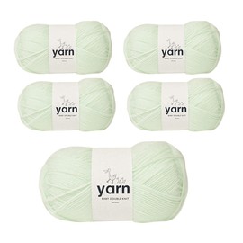 Korbond Baby Yarn Bulk Pack Bundle (Mint Green)— Contains 5 x 100g Skeins of DK Acrylic Lightweight, Hypoallergenic & Durable Yarn (500g/1450mTotal)