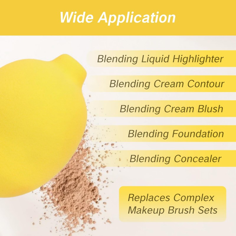 YAFIYGI Lemon Makeup Sponge Yellow Beauty Blender Cute Weird Extra