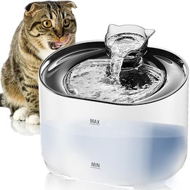 MXCOCO Bebedero para Gato con Luz LED, 74oz/2.2 L Fuente de Agua para Gatos, Fuente para Mascotas con Bomba Ultra Silenciosa, Dispensador con 4 Capas Filtros de Agua para Gatos y Perros, Sin BPA