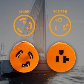 NAT Shore Power 30 Amp Adapter NEMA L5-30P 30 Amp to 110 Adapter Female 5-15R & 5-20R (30M/15F) (30M/20F) Household Regular Inlet with Heavy Duty Construction 10AWGX3C & LED Indicator