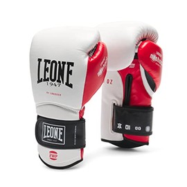 LEONE GN113 1947 Boxing Kickboxing Gloves Unisex [IL TECNICO 3] Buffalo Leather, PU Pad, Velcro Closure, 14 oz / White