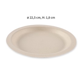 FRANZ MENSCH NatureStar Organic Plates Round Sugar Cane, Natural, Diameter: 17.5 cm, Height: 1.5 cm, Pack of 1000