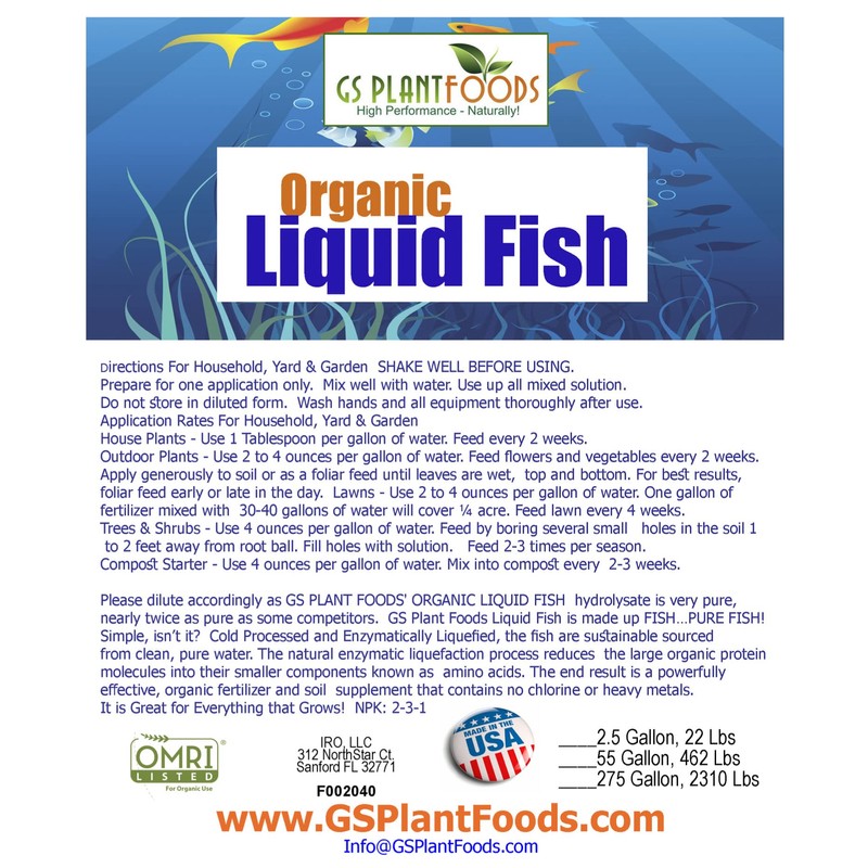 Organic Hydrolyzed Liquid Fish Fertilizer (5 Gallon)