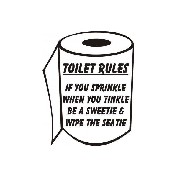 Toilet Rules - "If you sprinkle when you tinkle.." Bathroom Toilet Sticker Novelty