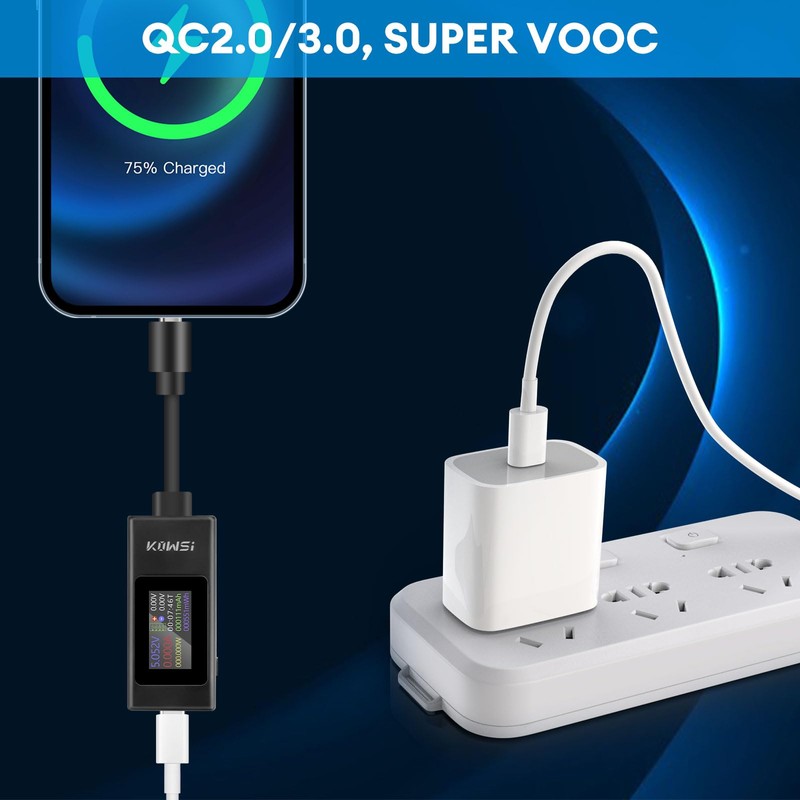 Extended USB C Tester Phone Charging Tester Meter Voltmeter USB