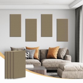 Reverbeon 4PCS Acoustic Panels, 24"x12" Fabric Soundproof Wall Panels, Self-Adhesive Sound Absorbing Panels for Home, Office, Studios (Camel Hazel)