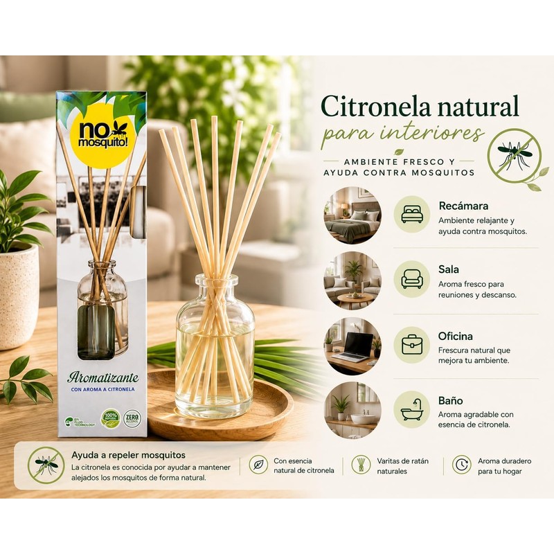Aromatizante Repelente de Mosquitos e Insectos con Esencia de Citronela