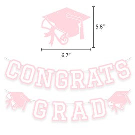 Congrats Grad Banner Graduation Party Banner Decoration Hanging Garland High School College Backdrop Supplies Pink