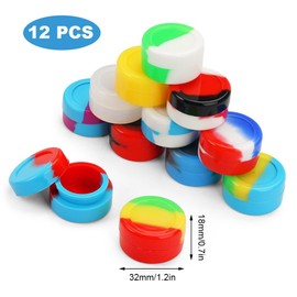12 Stück 5 ml Silikon Dab Behälter, Mini-Runde Silikon Wachs Behälter, Runde Behälter aus Silikon Bunte Wachsbehälter Silikonglas für die Lagerung Lippenbalsam, Lotion, Creme, Masken, Kosmetik
