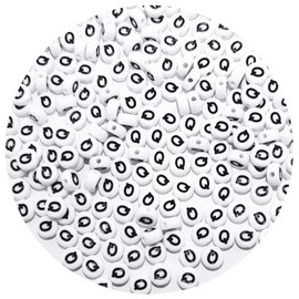 Round Letter Beads 4x7mm Acrylic Alphabet Beads Q for Bracelets Making Keychain Jewelry DIY - 100pcs