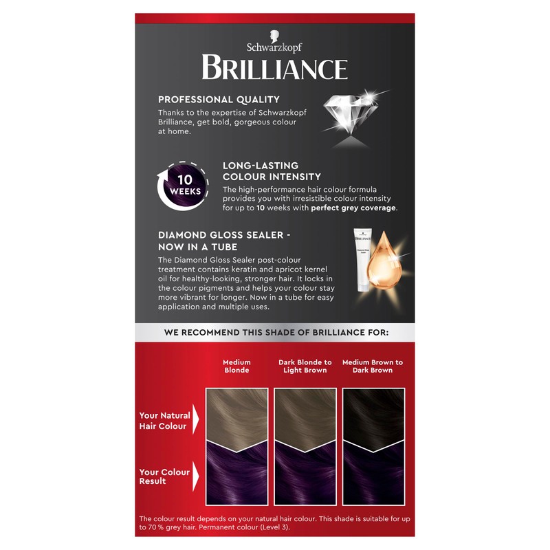 Schwarzkopf Brilliance, Permanent Hair Colour, 03 Dark Amethyst