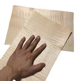 0.4mm Thick Unfinished Curly Maple Veneer Pack 18cmx30cm (5PCS) for Marquetry, Inlay and Woodworking Projects, Untreated Wood Sheets for Crafts.