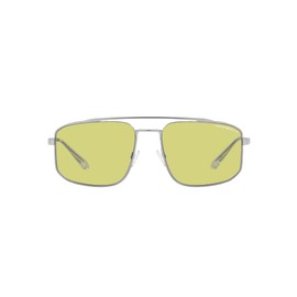 Emporio Armani Men's EA2139 Rectangular Sunglasses, Matte Silver/Green, 57 mm