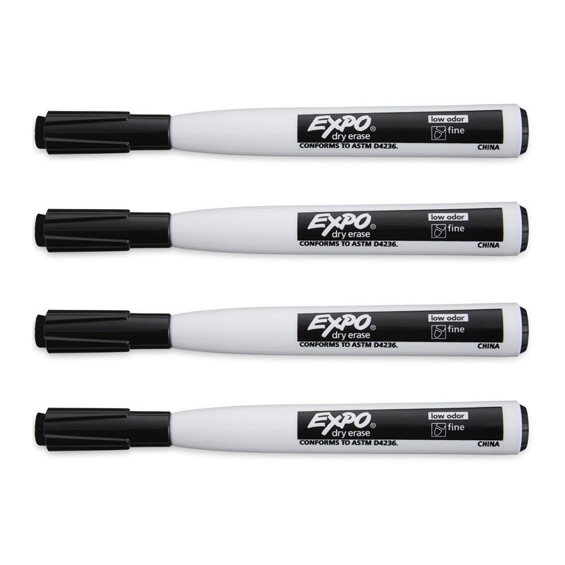 EXPO 1944745 Magnetic Dry Erase Markers with Eraser, Fine Tip,