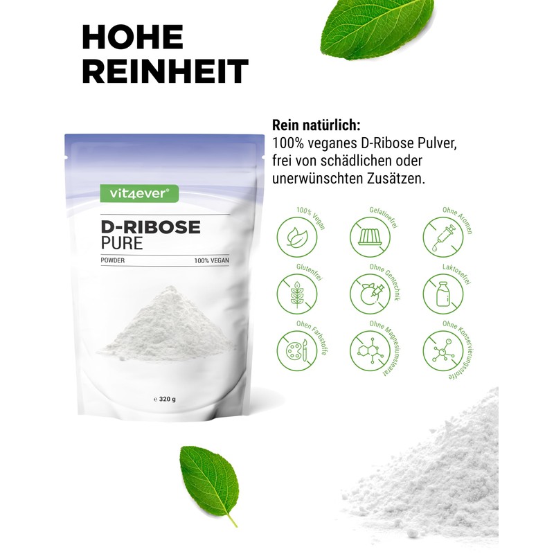 D-Ribose Powder - 320 g - 80 Daily Servings with
