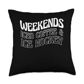 Iced Coffee Cold Coffee Design Weekends Coffee & Ice Hockey Throw Pillow, 18x18, Multicolor
