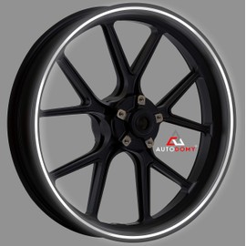 AUTODOMY Wheel Rim Sticker Reflective Complete Set for 2 Wheels from 15 to 19 Inch Sport Design (Black Reflective, Width 7 mm)