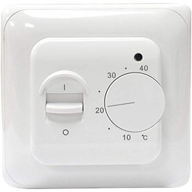 Underfloor Heating Manual Dial Thermostat with Floor Sensor Probe Mechanical Room Stat Electric Floor Heating â Simple To use and Operate â Clean White Design