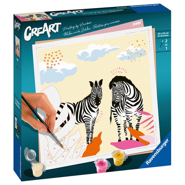 Ravensburger CreArt Jolane Edition Zebra Paint by Numbers for Adults Craft Kits for Adults and Kids Age 12 Years Up