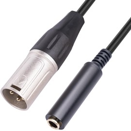 tunghey Nylon Braided XLR Male to 1/4" Female Cable, 3 Pin Male to 6.35mm Socket Audio Cord, XLR Plug to TS/TRS Quarter inch Adapter Connector Converter Metal Construction 30CM