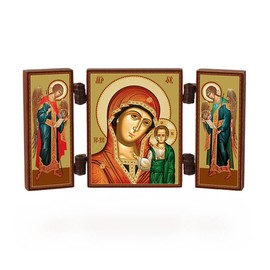 NKlaus - Mother of God of Kazan - Christian Icon Triptych - Kazanskaja - Travel Altar Wood 36176