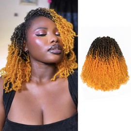 Toyotress Yanky Twist Crochet Hair - 14 Inch 8 Packs (30 Strands/Pcs) Fluffy Spring Mini Twist Passion Twist, Ombre Orange Ginger Pre-Looped Crochet Braids Braiding Hair (14 Inch, OT2/Orange-8P)