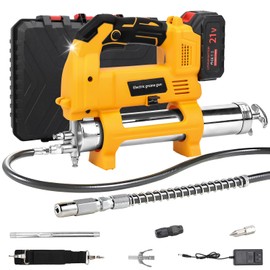 Federedevo Grease Gun Battery Powered, 10,000 PSI/5.3 oz/min Electric Cordless Grease Gun Kit with 2 * 2.0AH Rechargeable Batteries and Charger, 39.4” Flexible Hose and Storage Box