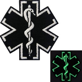Tactical Medic Paramedic Star of Life EMS Embroidered Glow In The Dark Iron On Sew On Patch