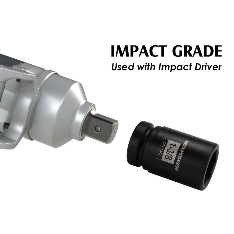 MIXPOWER 9PCS 1"Drive Impact Deep Socket Set, 6 Point, 1"