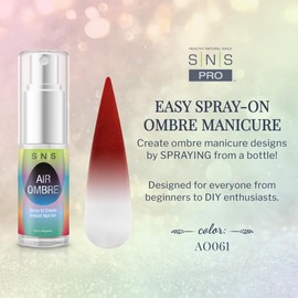 SNS Healthy Natural Nails SNS Air Ombre Nail Spray Powder (Red Wine Maroon, AO061) - Nail Art Manicure Designs Using Spray-On Tech - For Beginner Nail Techs & DIY Enthusiasts - Works With Dip Powder, UV Gel & Acrylic