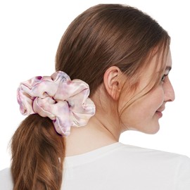 LILYSILK Giant 100% Silk Hair Scrunchy Women Ladies Pony Hair Holder Elastic Large Hair Tie Band Breakage Frizz Prevention Pink Purple Watercolor