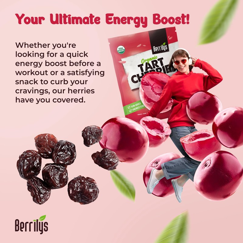 Berrilys Organic Unsweetened Dried Tart Cherries 1 lb, (16 oz)