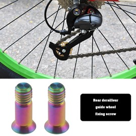 eMagTech 2 Pieces Titanium Alloy Mounting Screws Bicycle Rear Derailleur Bolts Bicycle Rear Derailleur Guide Wheel Mounting Screw for Road Bike Mountain Bike Multicoloured