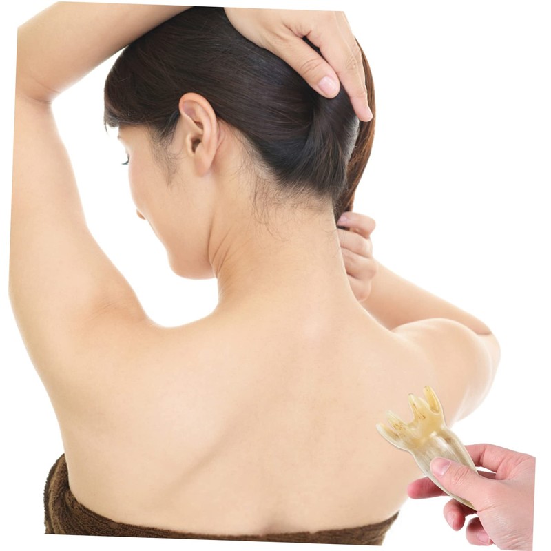 BIUDECO Handheld Ox Horn Massage Comb Natural Scraping Scalp Tool