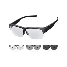 Br'Guras Dimming Sunglasses, Color Changing Polarized Sunglasses, Half Rim Classic, Fishing, Climbing, Camping, Golf, Driving, Daily Use, Myopia, Overglass, UV400, Dimmable Lens, Unisex, Stylish
