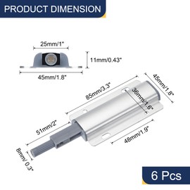 uxcell 2Pcs Magnetic Push Latches, Zinc Alloy Push Open Door Push Release Latch Cabinet Hardware for Cabinet Drawer Door Press Out Closure Hardware, Silver