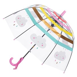 CYBYQ-Family Kids Clear Umbrellas for Rain Dome Bubble Umbrella Windproof for Kids Boys and Girls (Rainbow-Pink)