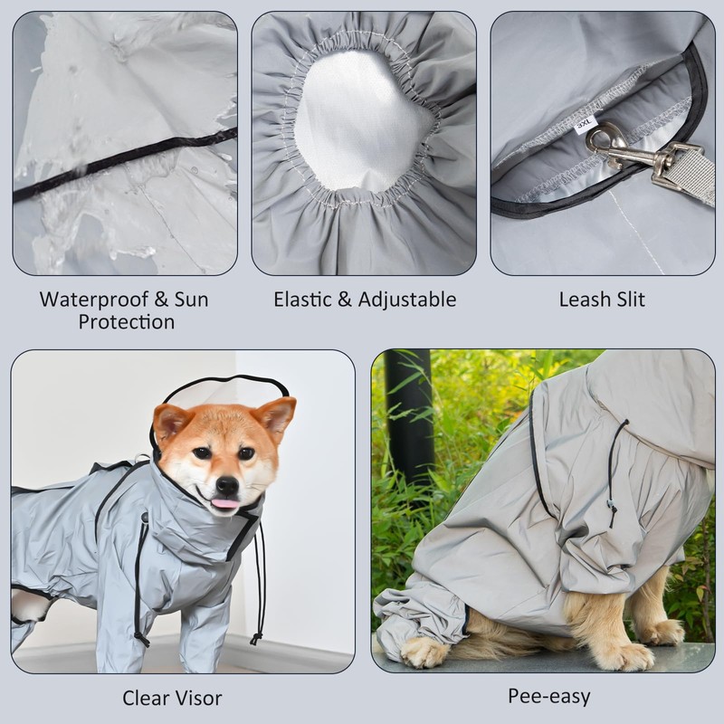 Avont Impermeable para Perro, Ropa de Lluvias de Diseño Reflectante