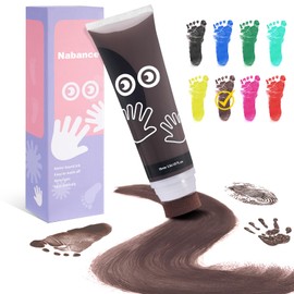 Nabance 2.54 fl oz Brown Baby Hand and Footprint Friendly Ink Paint, Dog Cat Paw Print Safe Ink, Non-Toxic Acid-Free, Safe Gentle for Home School Christmas New Year DIY Keepsake Stamp