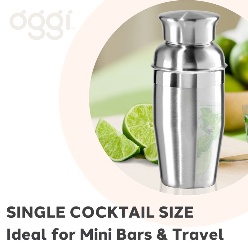OGGI Mini Cocktail Shaker 10oz - Stainless Steel - Ideal