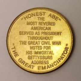 Vintage Brass / Bronze Abraham Lincoln 16th President Coin, Medal or Token