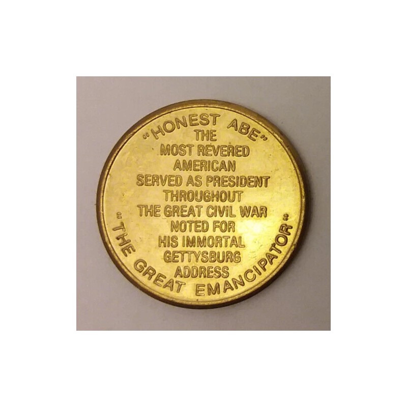Vintage Brass / Bronze Abraham Lincoln 16th President Coin, Medal