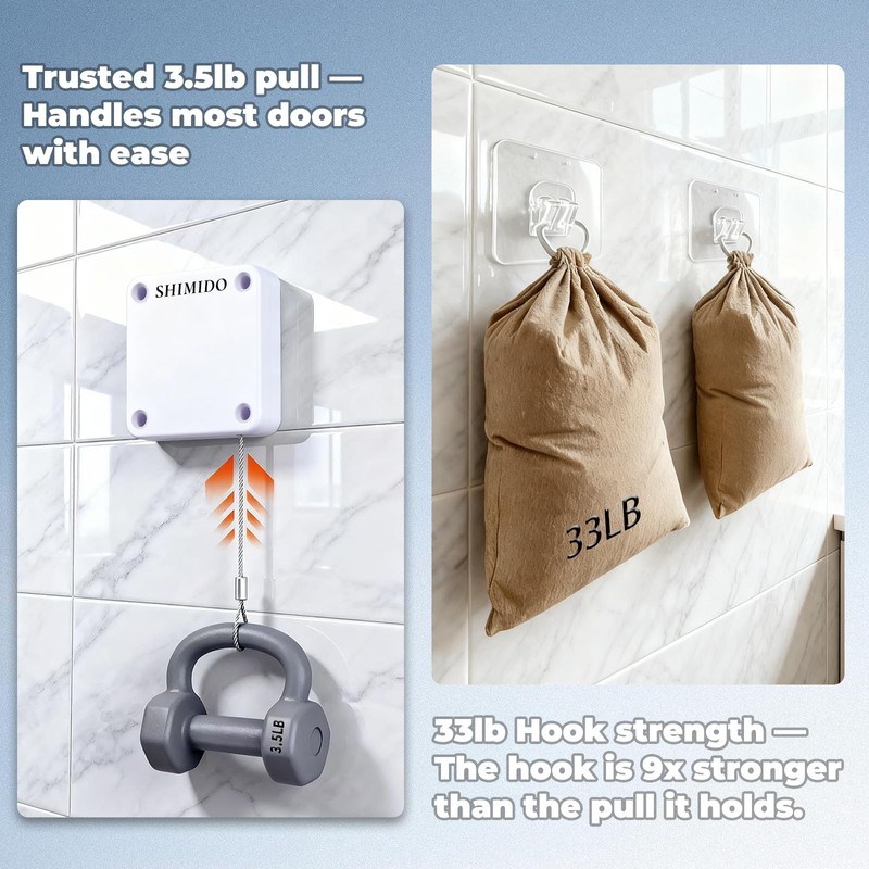 SHIMIDO Upgraded Retractable Automatic Door Closer - Tool-Free Installation, Powerful
