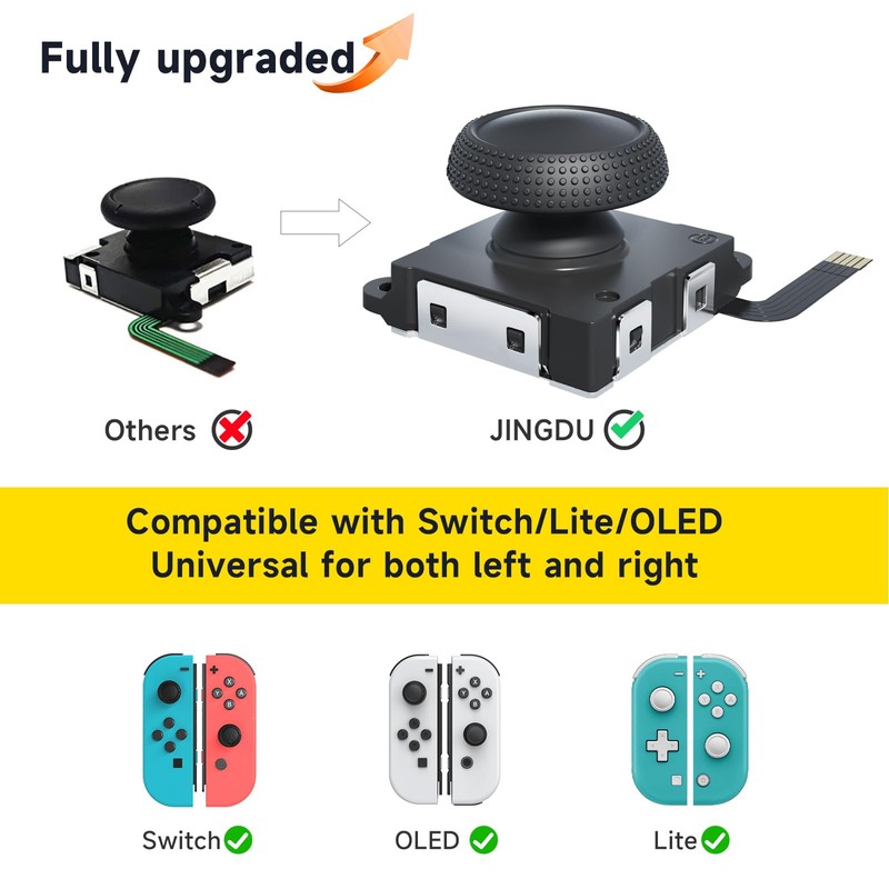 JINGDU Switch Joycon Joystick Replacement Kit, Hall Joystick Compatible with