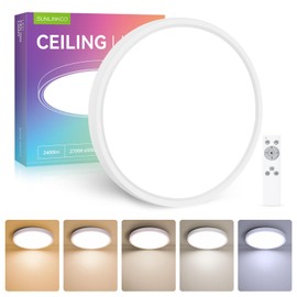 Flush Mount 12 Inch LED Ceiling Light Fixture, 24W Super Slim Ceiling Lamp with Remote, 2400LM Dimmable Brightness, 2700K-6500K Adjustable Color Temperature, for Bedroom Living Room Kitchen Office