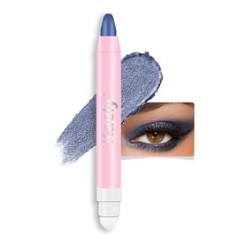 Kaely Midnight Blue Shimmer Cream Eye Shadow Brightener Sticks for Eyes Waterproof Pigmented, Double Ended Cream Eyeshadow Stick Pencil Pen with Applicator, Eye Shadow Palette Highlighter Makeup