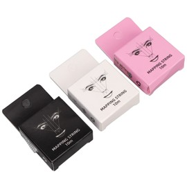 Pre Inked Eyebrow Mapping String, 3pcs 32.8ft Microblading String Measurement, 15ml Eyebrow Thread Line Tool Mapping Kit for Eyebrow Designers and Beginners Black White Pink